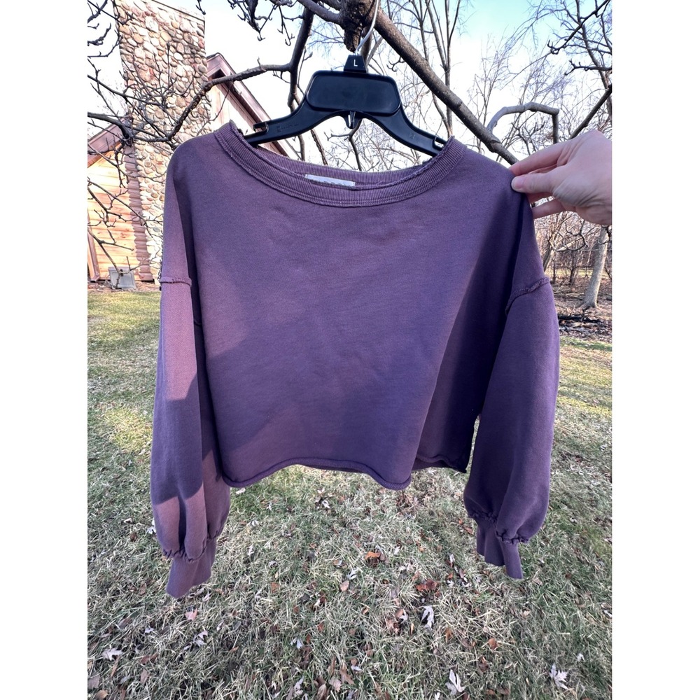 WILDFOX Women's Cropped Sweatshirt |‎ Purple Cropped Cotton Sweatshirt | S